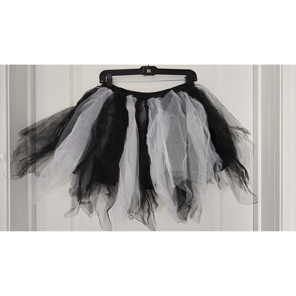 Womens Black and White Tulle Tutu Skirt Elastic Waist Skirt Size XXL